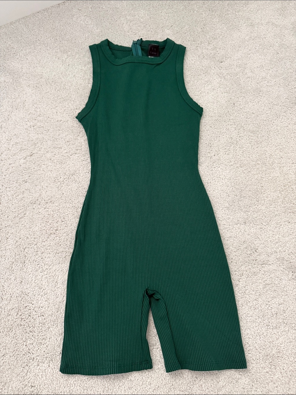 Sleeveless Ribbed Green Jumpsuit Romper